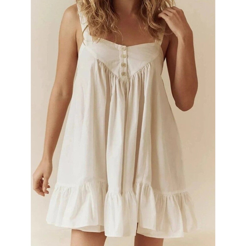 Free People Free-Est Heart Eyes Cotton Mini Dress Smocked Ruffle XXS 290200
